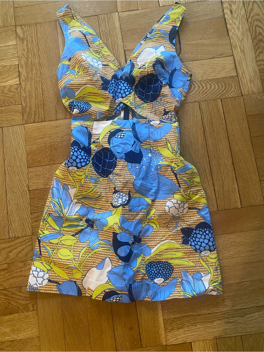 Zara Blue & Yellow Floral Mini Dress